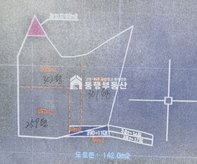 경기 고양일산동구 사리현동 40피트 진출입, 서울~문산 사리현ic 및 통일로 10분거리, 전용비 없이 건축가능한 계획관리토지 1,006평 매매 매매 매물번호 10205 사진 1